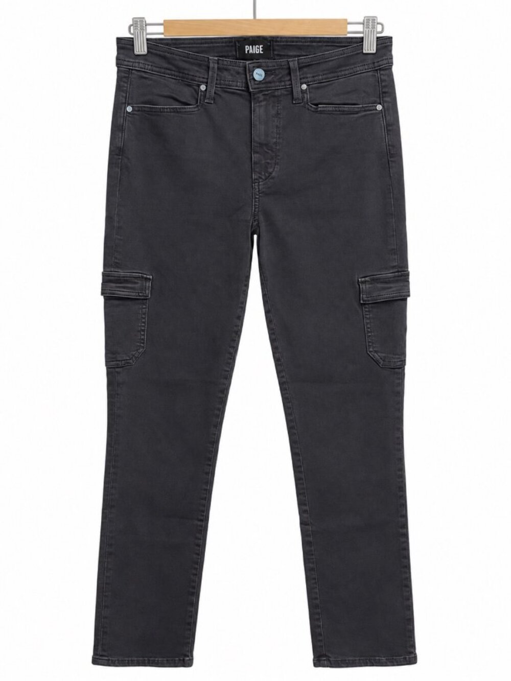 Paige Cargo Denim Gray Stretch Skinny Cargo Pants — Size 28